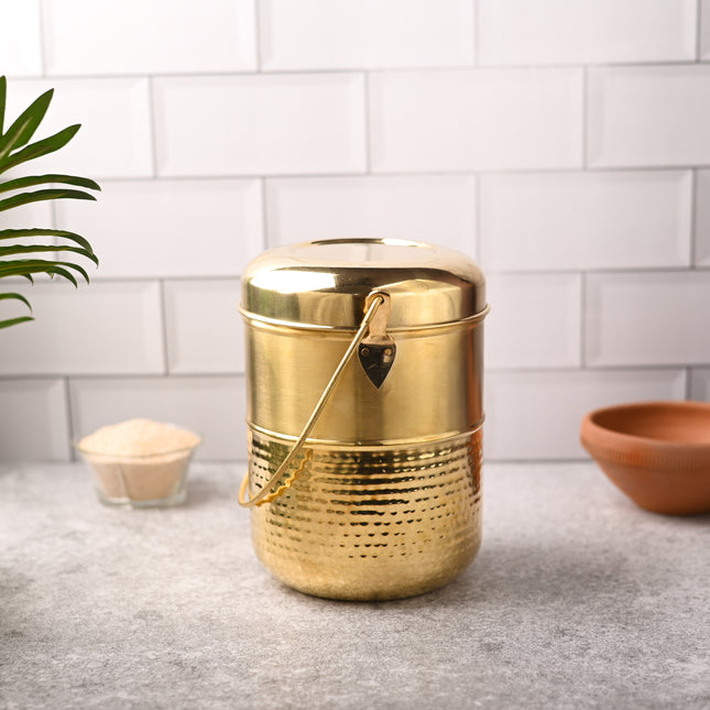 Brass Elegant Hammered Milk Pot With Lid – Traditional Indian Brassware