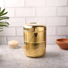 Brass Elegant Hammered Milk Pot With Lid – Traditional Indian Brassware