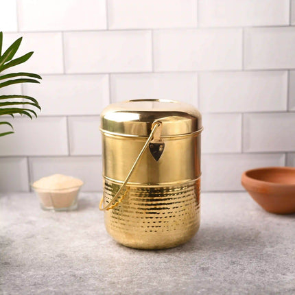 Brass Elegant Hammered Milk Pot With Lid – Traditional Indian Brassware