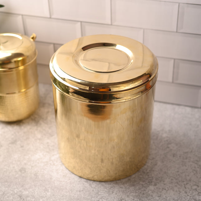 Brass Storage Container With Lid – Traditional Indian Brassware