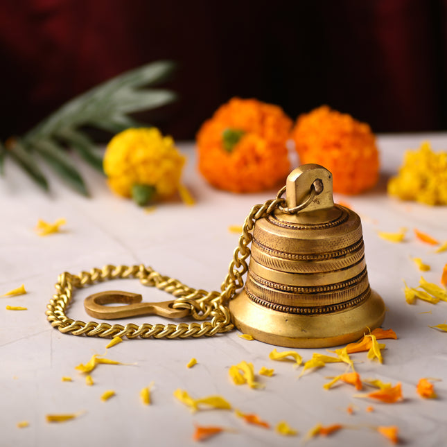 Brass Wall Hanging Temple Bell – Handcrafted Traditional Decor