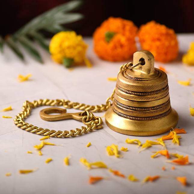Brass Wall Hanging Temple Bell – Handcrafted Traditional Decor