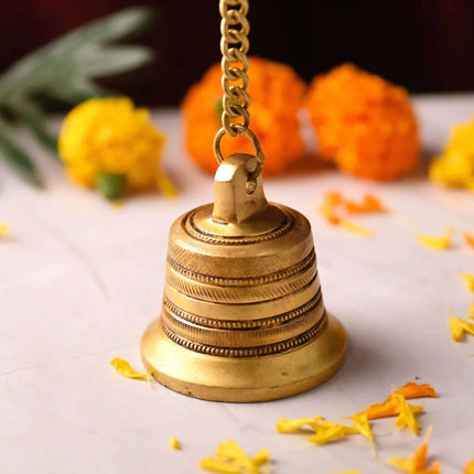 Brass Wall Hanging Temple Bell – Handcrafted Traditional Decor (21.8 Inch)