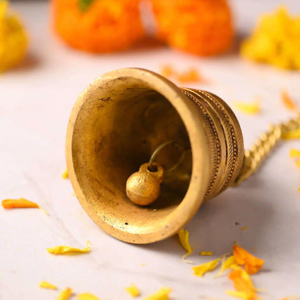 Brass Wall Hanging Temple Bell – Handcrafted Traditional Decor (21.8 Inch)