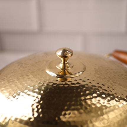 Brass Hammered Handi With Lid – Premium Indian Brassware (6.5 Inch)