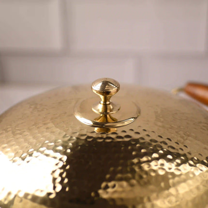 Brass Hammered Handi With Lid – Premium Indian Brassware (6.5 Inch)