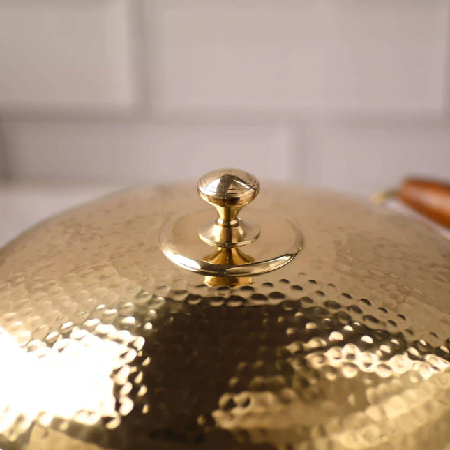 Brass Hammered Handi With Lid – Premium Indian Brassware (6.5 Inch)