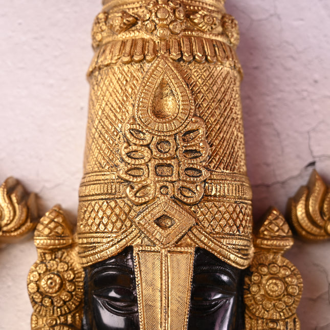 Brass Tirupati Balaji Wall Hanging – Handmade Venkateshwar Decor (14.8 Inch)