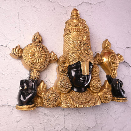Brass Tirupati Balaji Wall Hanging – Handmade Venkateshwar Decor (14.8 Inch)