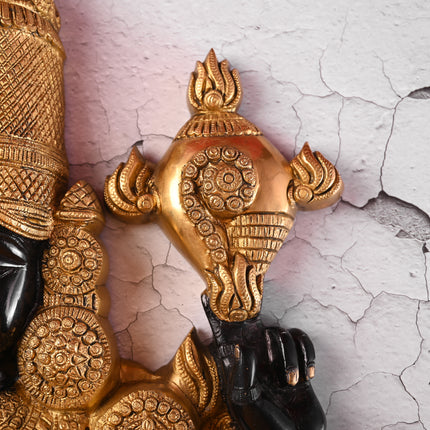 Brass Tirupati Balaji Wall Hanging – Handmade Venkateshwar Decor (14.8 Inch)