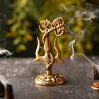 Brass Trishul with Damru & Om (4.8 Inch)