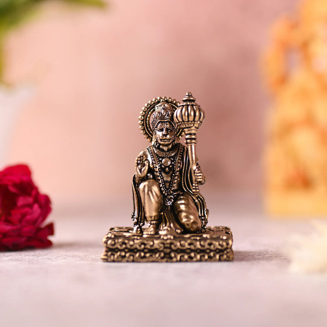 Brass Blessing Hanuman Idol – Handcrafted Divine Decor (2.5 Inch)