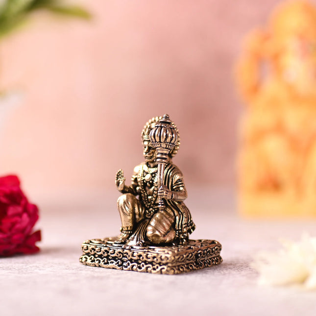 Brass Blessing Hanuman Idol – Handcrafted Divine Decor (2.5 Inch)