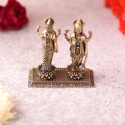 Brass Lord Vishnu And Lakshmi Standing Idol (3.2 Inch)
