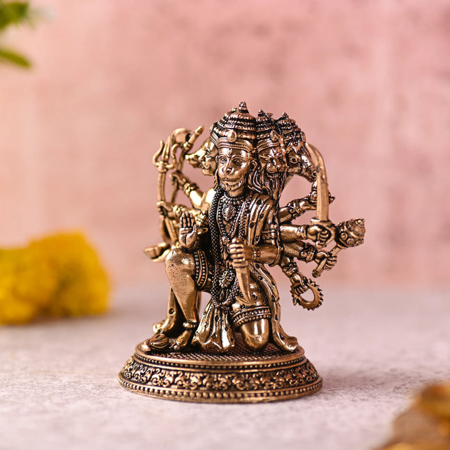 Brass Sitting Panchmukhi Hanuman Idol