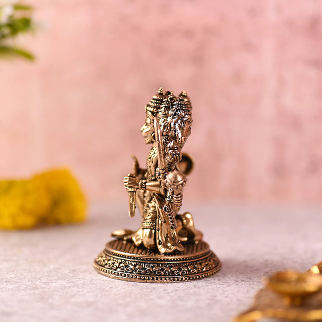 Brass Sitting Panchmukhi Hanuman Idol