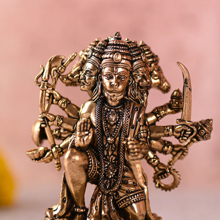 Brass Sitting Panchmukhi Hanuman Idol