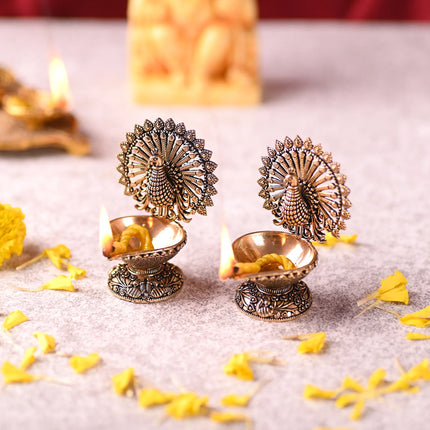 Brass Peacock Diya Pair (3 Inch)