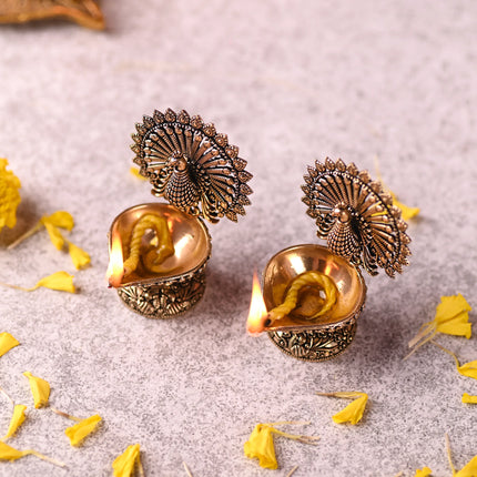 Brass Peacock Diya Pair (3 Inch)