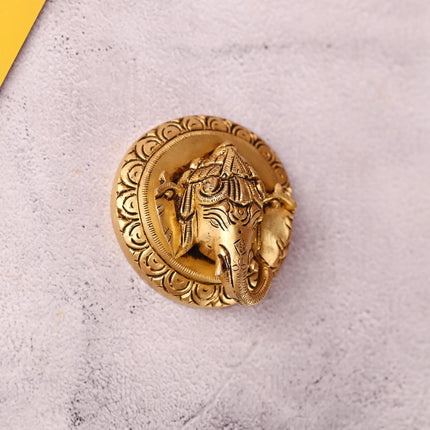 Brass Ganesha Face Wall Hanging (3 Inch)