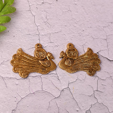 Brass Peacock Shubh Labh Wall Hanging Set (2.8 Inch)