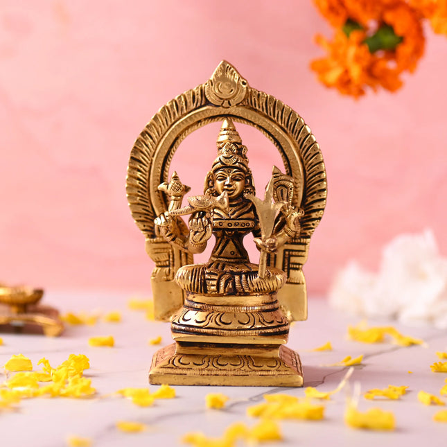 Brass Throne Sitting Rajarajeshwari Devi Idol (6 Inch)