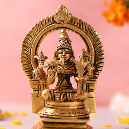 Brass Throne Sitting Rajarajeshwari Devi Idol (6 Inch)
