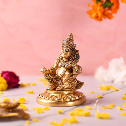 Brass Superfine Sitting Kuber Maharaj Idol (4.5 Inch)