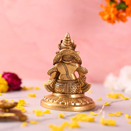 Brass Superfine Sitting Kuber Maharaj Idol (4.5 Inch)