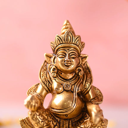 Brass Superfine Sitting Kuber Maharaj Idol (4.5 Inch)