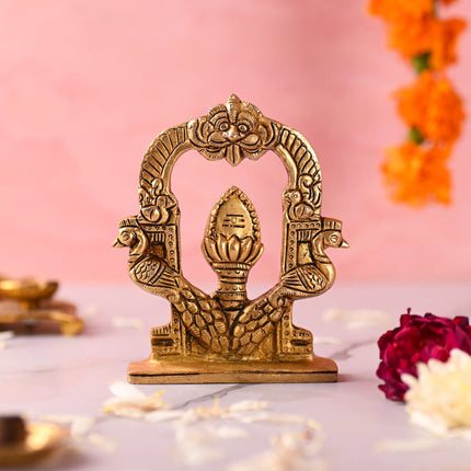 Brass Murugan Vel Arch with Peacock (4.5 inch)