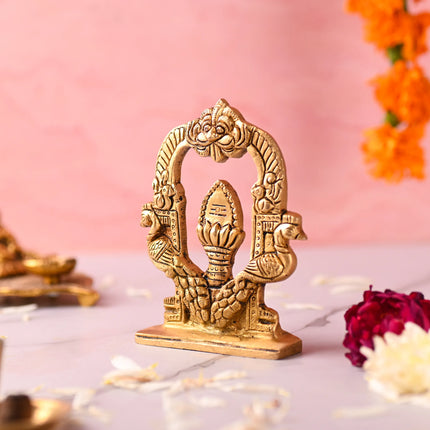 Brass Murugan Vel Arch with Peacock (4.5 inch)