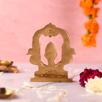 Brass Murugan Vel Arch with Peacock (4.5 inch)