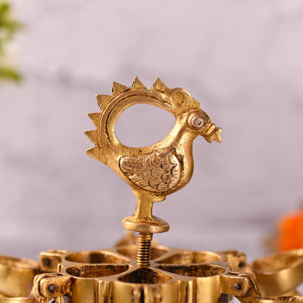 Brass Peacock Kumkum Box (4.7 Inch)