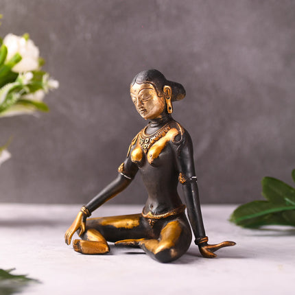 Brass Seated Buddhist Deity Tara Statue (6 Inch)