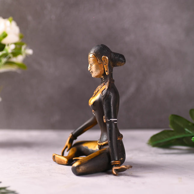 Brass Seated Buddhist Deity Tara Statue (6 Inch)