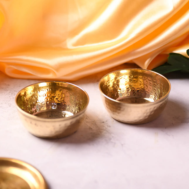 Brass Hammered Bowl Pair (1.5 Inch)