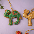 Embroidered Decorative Camel Christmas Tree Hanging Set (3.5 Inch)