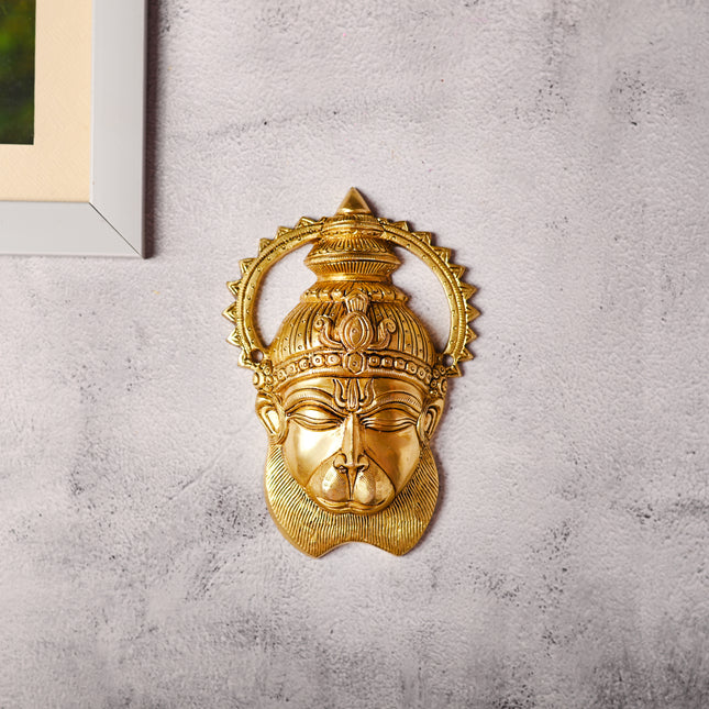 Brass Hanuman Face Wall Hanging (6.6 Inch)