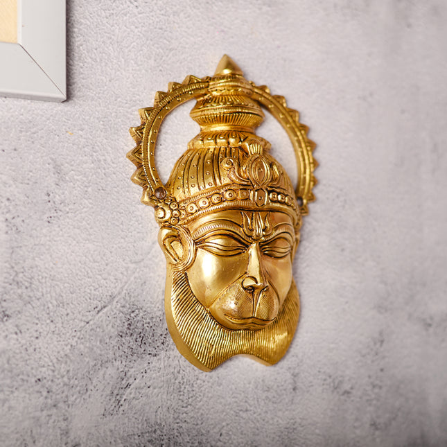 Brass Hanuman Face Wall Hanging (6.6 Inch)