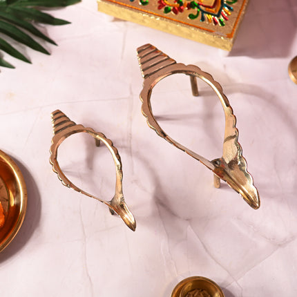 Brass Conch Stand Pair
