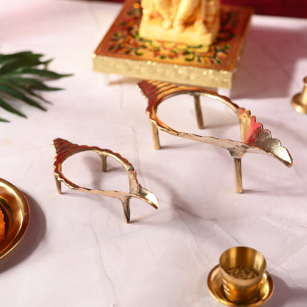 Brass Conch Stand Pair