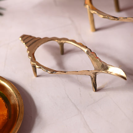 Brass Conch Stand Pair