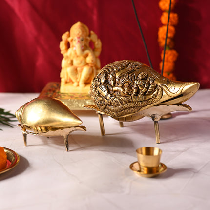Brass Conch Stand Pair