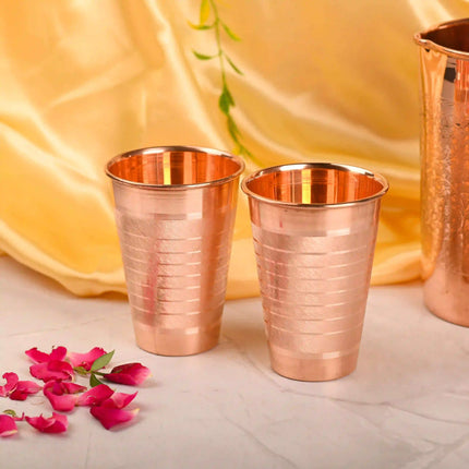 Copper Hammered Glass Pair