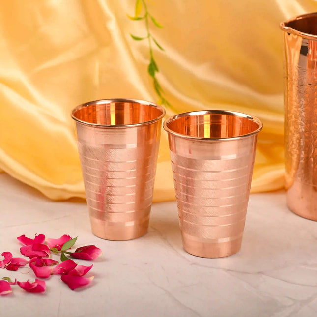 Copper Hammered Glass Pair