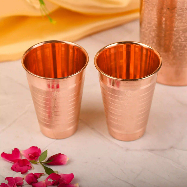 Copper Hammered Glass Pair
