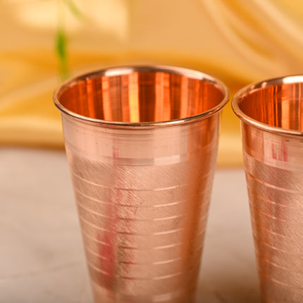 Copper Hammered Glass Pair – Traditional Indian Drinkware (4.5 Inch)