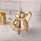 Brass Leaf Design Mughlai Tea Pot with Lid – Premium Brassware (7.4 Inch)