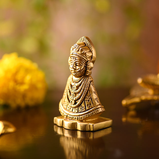 Brass Khatu shyam Idol – Handmade Premium Brass Decor (2.8 Inch)